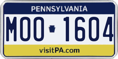 PA license plate MOO1604