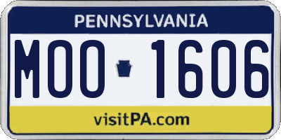 PA license plate MOO1606