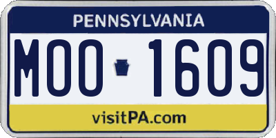 PA license plate MOO1609