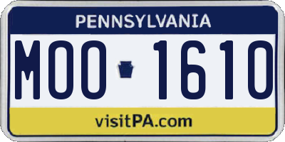 PA license plate MOO1610