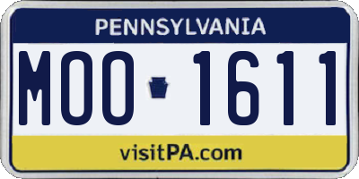 PA license plate MOO1611