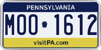 PA license plate MOO1612