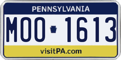 PA license plate MOO1613