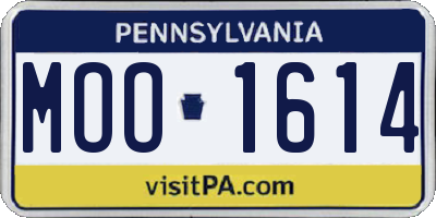 PA license plate MOO1614