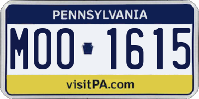 PA license plate MOO1615