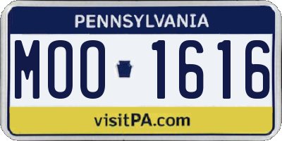 PA license plate MOO1616