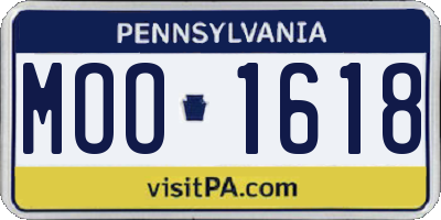 PA license plate MOO1618