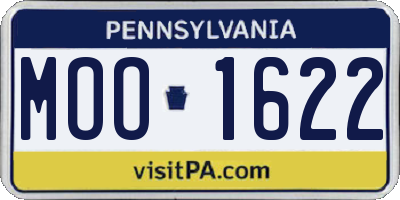 PA license plate MOO1622