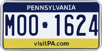 PA license plate MOO1624