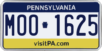 PA license plate MOO1625