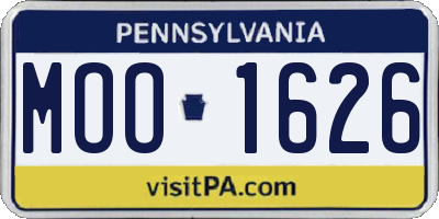 PA license plate MOO1626