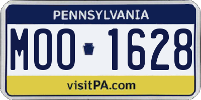 PA license plate MOO1628