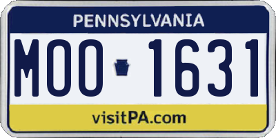 PA license plate MOO1631