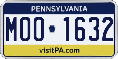 PA license plate MOO1632