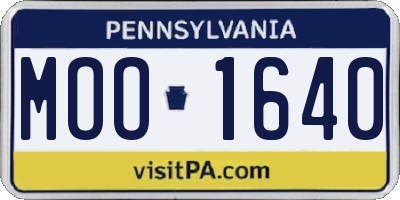 PA license plate MOO1640