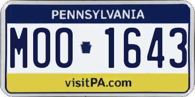 PA license plate MOO1643