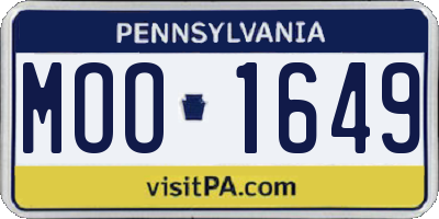 PA license plate MOO1649