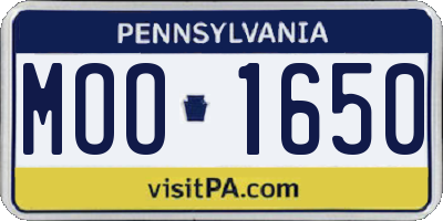 PA license plate MOO1650