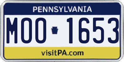 PA license plate MOO1653