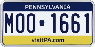 PA license plate MOO1661