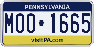 PA license plate MOO1665