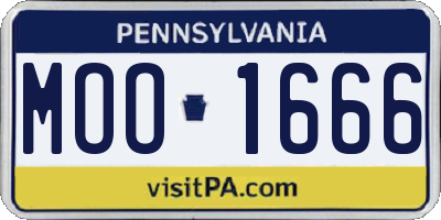PA license plate MOO1666