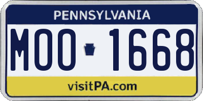 PA license plate MOO1668