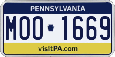 PA license plate MOO1669