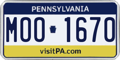 PA license plate MOO1670