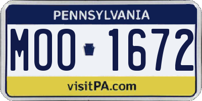 PA license plate MOO1672