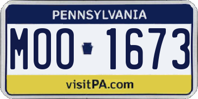 PA license plate MOO1673