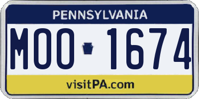 PA license plate MOO1674