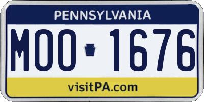 PA license plate MOO1676