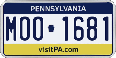 PA license plate MOO1681
