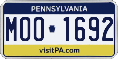 PA license plate MOO1692