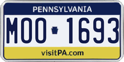 PA license plate MOO1693