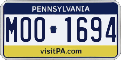 PA license plate MOO1694
