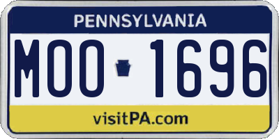 PA license plate MOO1696