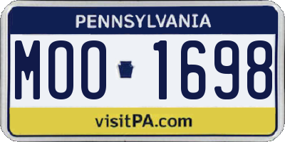 PA license plate MOO1698