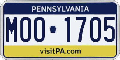 PA license plate MOO1705