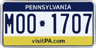 PA license plate MOO1707