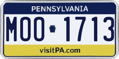 PA license plate MOO1713