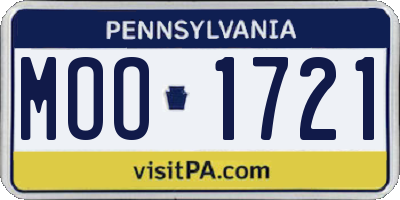 PA license plate MOO1721