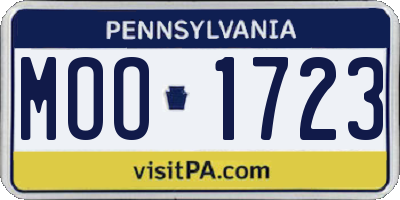 PA license plate MOO1723