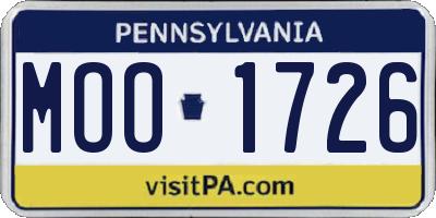 PA license plate MOO1726