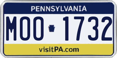 PA license plate MOO1732