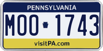 PA license plate MOO1743