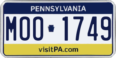 PA license plate MOO1749