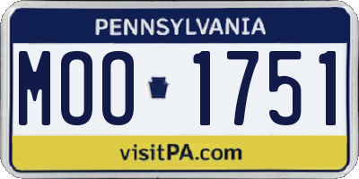 PA license plate MOO1751