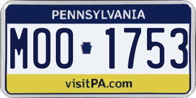 PA license plate MOO1753